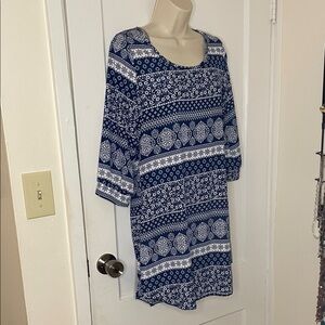 Rue21 Blue and White Patterned Midi Dress